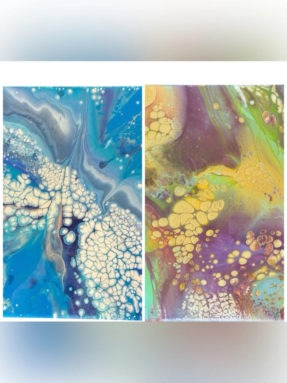 Two Original Acrylic pour paintings on canvas Fluid art Abstract painting 11x14